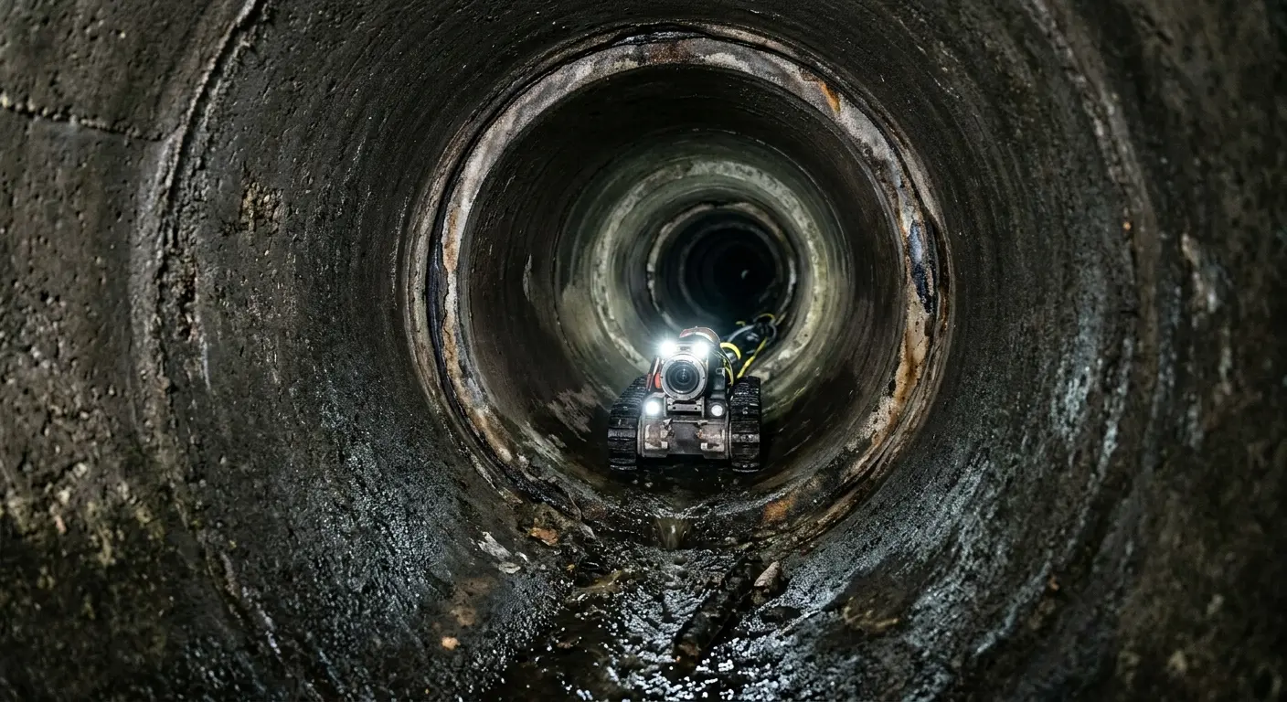 Robotic sewer camera inspecting pipe interior for Sewer Line Repair in Hidden Valley Lake